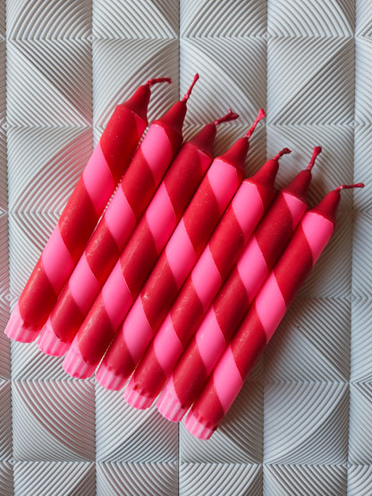 Neon Pink/Red Spiral Candle